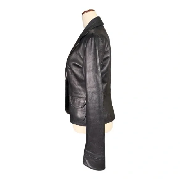 Mossimo Soft Tailored 100% Leather Jacket Moto Baddie Classic Size Small - Picture 2 of 12